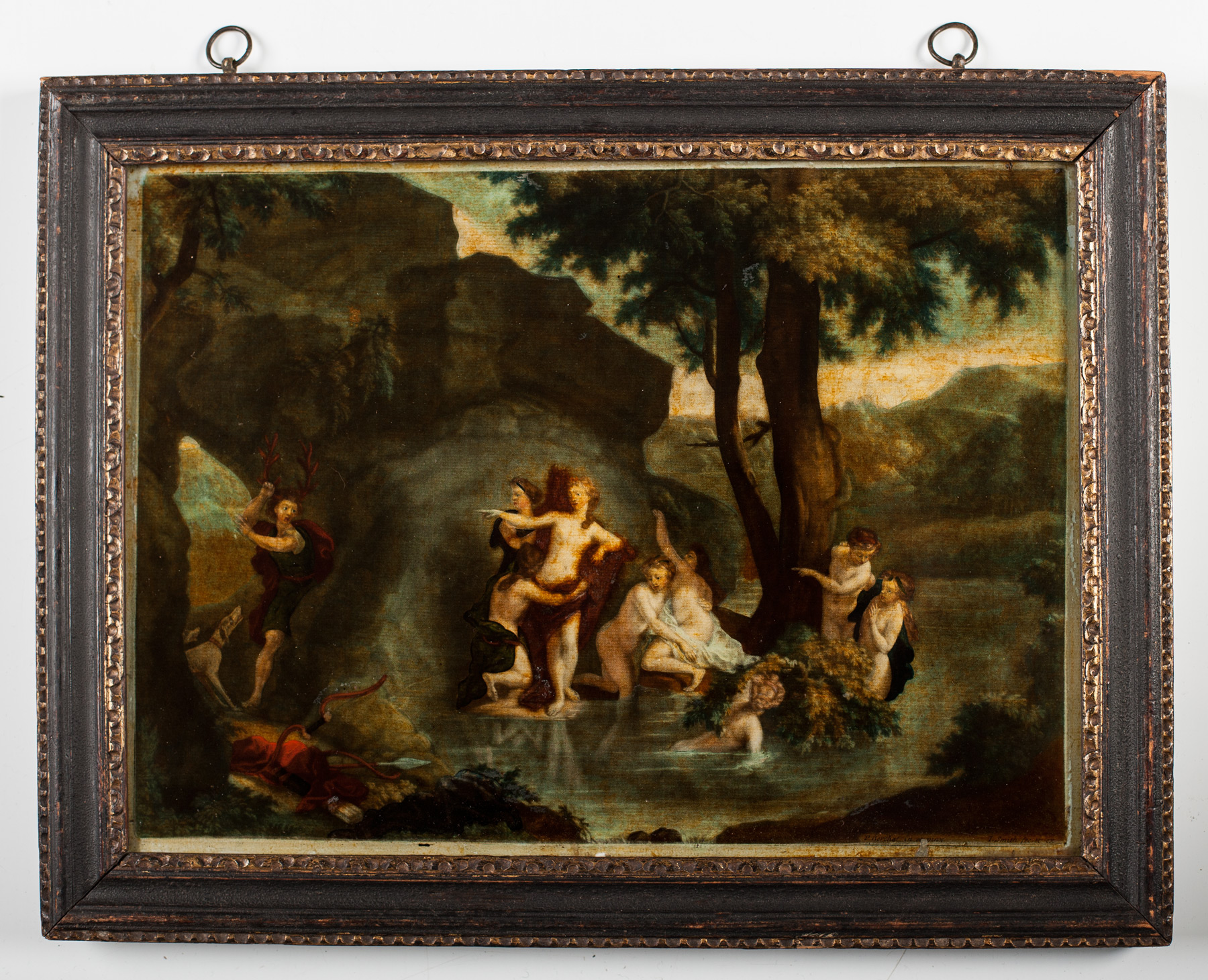 Actaeon Watching Diana and Her Nymphs Bathing. Reverse Painted ...